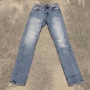 Levi’s 501 S Jeans Womens 25 x30 Blue High Rise Ankle Button Fly